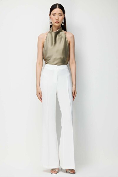 Moda İlgi Modailgi Zippered Spanish-Cut Woven Trousers - 75031 Ecru