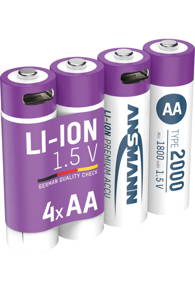 ANSMANN Set 4 acumulator LI-ION cu USB-C R6, LR06, AA 2000mAh