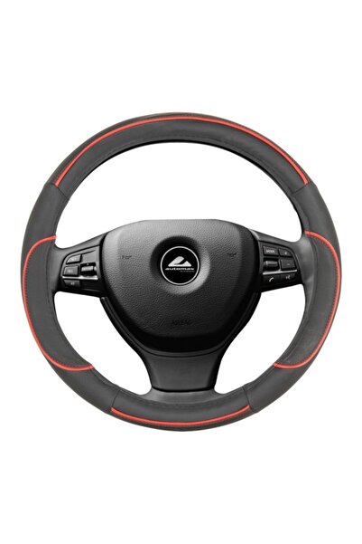AUTOMAX Husa volan de culoare neagra cu insertii de culoare rosi, diametru 35...