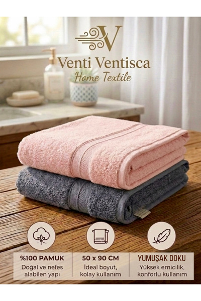 VENTİ VENTİSCA Şan Collection 100% Cotton 2 Pieces Floral Patterned 50 X 90 c...