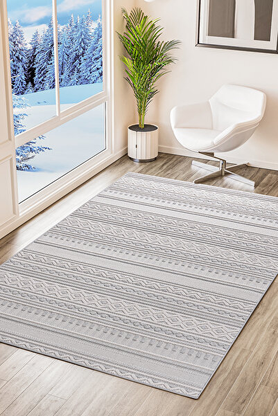 Evoris Bonnie BO1258G Gri Halı Loop Sisal Modern Desen Pamuk Taban Tozuyok Sa...