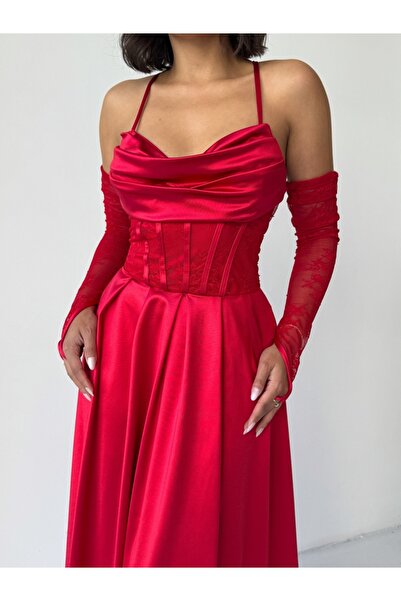ADAMODA.RO Rochie lungă elegantă cu accesoriu tip mănușă