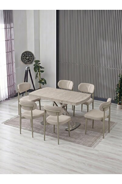JoyMassa VENOXA 80X120 MDF MASA / 6 POLO SANDALYELİ MASA TAKIMI