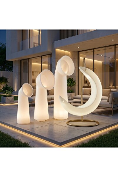 MYASEM STORE Large Crescent Swing Set with 3 Bowls Modern Led Lighted Outdoor...