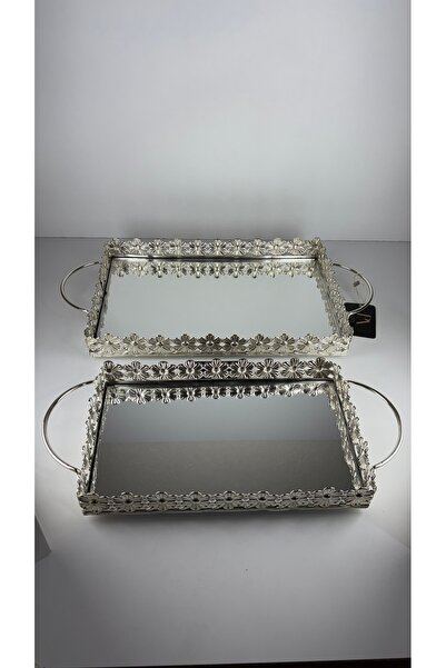 Palpe Set of 2 Mirrored Trays Girl's Wish Engagement Promise Presentation Tra...