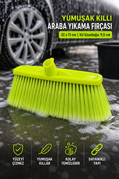 Akyüz Plastik 🚗   فرشاة غسيل السيارات ذات شعيرات ناعمة مقاس 32 × 11 سم، فرشا...