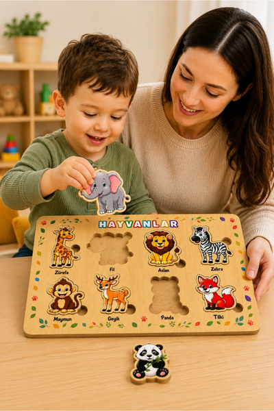 kalides Ahşap Türkçe 6’lı Mega Set Eğitici-Öğretici Bul Tak Yapboz | BulTak Puzzle | Montessori Dikkat ve Eşleştirme Oyunu