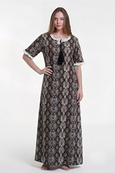 al bent al sharqieh Women's Cotton Snakeskin Print Homewear Long Dress