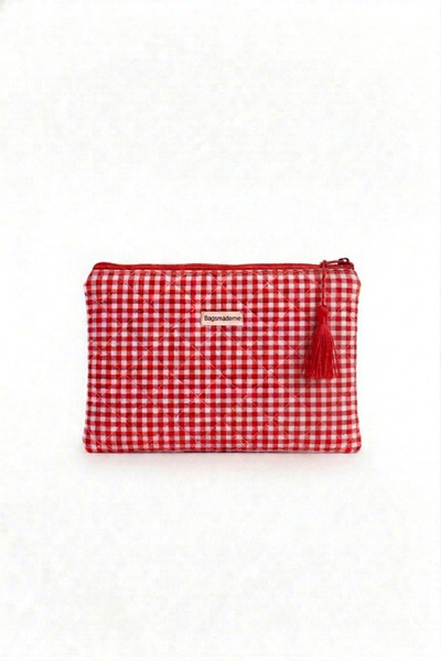 BagsMadame Κόκκινη τσάντα χειρός Clutch Portfolio με μονό διαμέρισμα και φερμ...