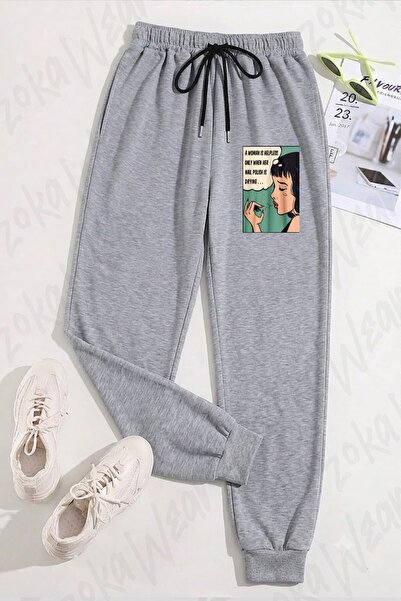 ZOKAWEAR Unisex Women's Design Printed Sweatpants with Unisex Nail Polish Design