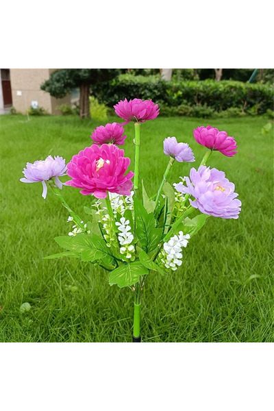 choice2 7 Head-purple-1pc Solar Lotus Flower Lawn Lights with Snow Effect, Wa...