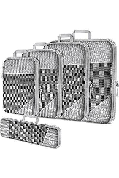Choice1 gray 5PCS Travel Compressed Packing Cubes Storage Organizer Set With ...