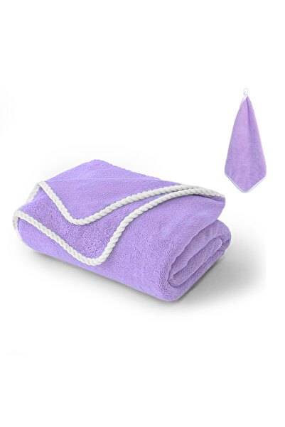 Choice4 90x180cm Purple Set Extra Large Size Coral Fleece Bath Towel Quick Dr...