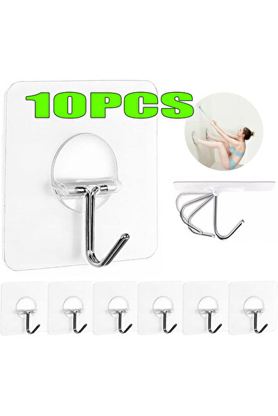 Choice3 Transparent-10pcs Transparent Self-adhesive Wall Hooks Sticker Holder...