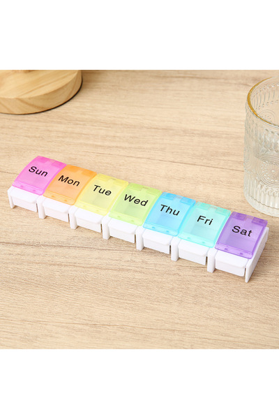 Choice XLARGE Colorful Portable colorful pill box, 7-compartment rainbow pop-...