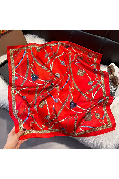 Choice6 JNC745-01 وشاح مربع صغير فاخر بطبعة سلسلة، وشاح رقبة رفيع من الحرير ا...