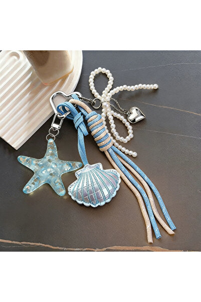 Choice blue Starfish Bag Pendant Cute Leather Shell Decorative Keychain Fashi...