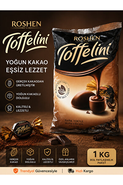 Roshen Toffelini Kakao Dolgulu Karamel Şekerleme 1 Kg – Yumuşak Toffee Şeker ...