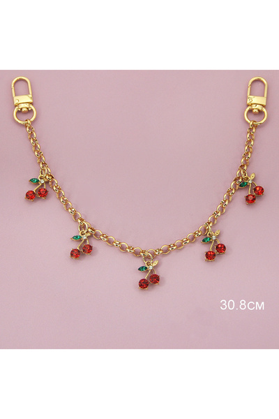 Choice6 5cherry-red DIY Zinc Alloy Bag Hanging Chain with Cherry Pendant Deta...