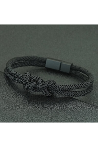 Choice4 Black Stylish Chinese Knot Braided Luck Bracelet Man Handmade Bilayer...
