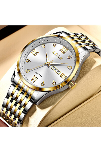 choice2 LIGE gold white LIGE New Ladies Waterproof Watches Fashion Business D...