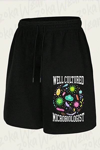 ZOKAWEAR Unisex Microbiologist Black Design Printed Shorts