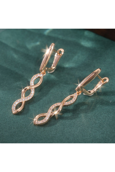 Choice T852-1 Half Paved White Zircon Long Dangle Earrings For Women Luxury S...