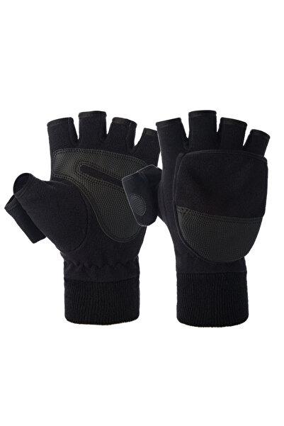 Choice L Black Winter warm Gloves Fingerless Convertible Thermal Mittens Glov...
