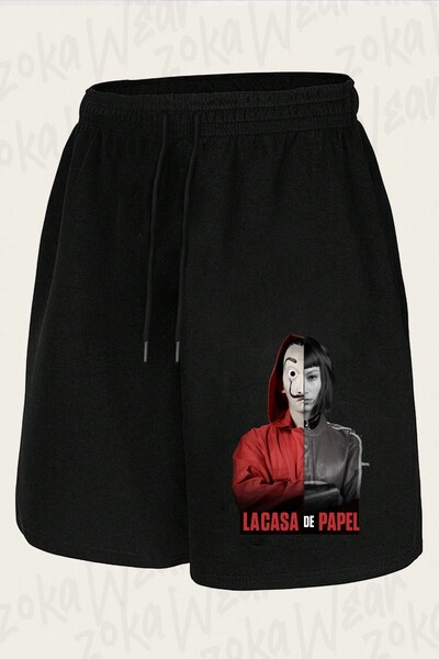 ZOKAWEAR شورت مطبوع بتصميم La Casa De Papel Half Tokio للجنسين