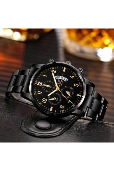 Choice5 Black Black Gold Luxury Men Business Watches Fashion Calendar Quartz ...