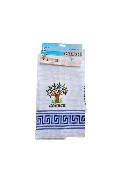 Tradesor Πετσέτα ποτηρόπανο Souvenir με κέντημα - Σετ 12pcs - Greece - 416235