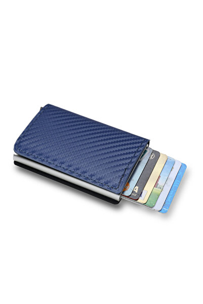 Choice13 Carbon Blue Carbon Fiber Slim Aluminum Men Wallet ID Holder Mini RFI...
