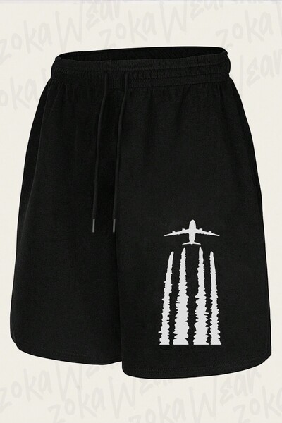 ZOKAWEAR Unisex Σορτς με στάμπα σχεδίου αεροπλάνου Contrail Pilot