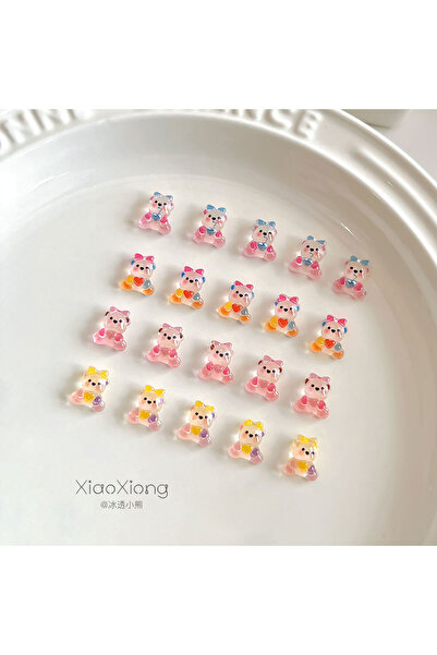 Choice1 20pcs Nail Art Kawaii Accessories Cartoon Ice-transparent heart-shape...