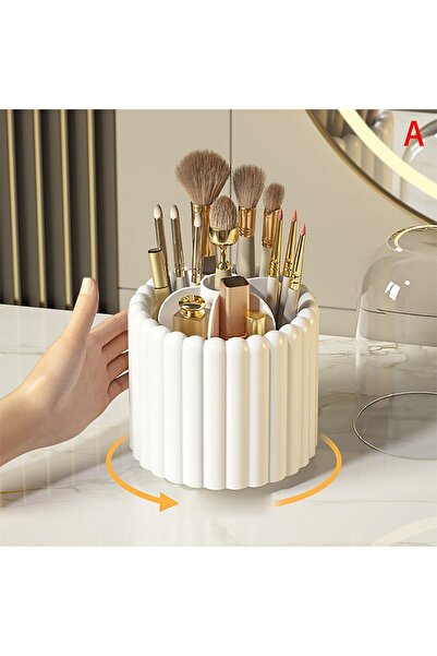 choice2 JETTING A 360° Rotating Makeup Brush Holder With Lid Lipstick Organiz...