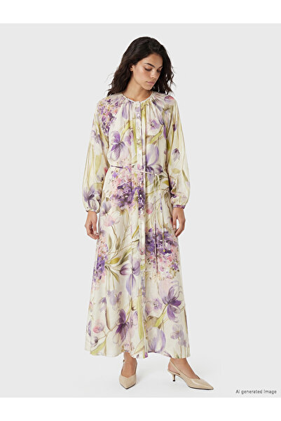 LC Waikiki Lcw Modest Lilac Crew Neck Floral Dress