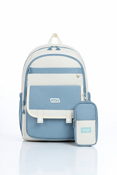 D'VERS Vital Series Blue 5-Compartment Set of 2 Backpacks and School Bags Sui...