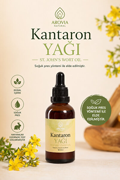AROVİA St. John's Wort Oil Natural St John's Wort Oil in Glass Bottle with Dropper 50ml