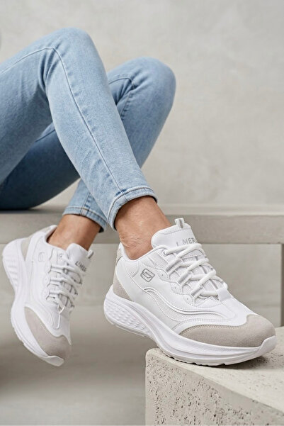 TOFİSA Дамски бели спортни обувки с детайли от велур - 28584-WHITE