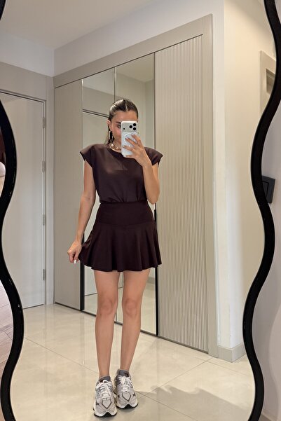 Gizem Ecemiş Tokyo Kahve Oys İçi Şortlu Tenis Eteği