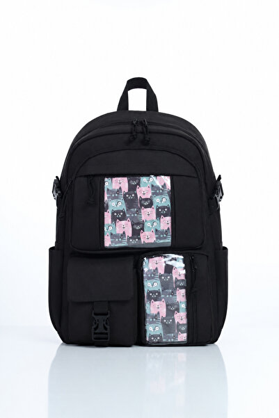D'VERS Vital Series Black 6-Compartment Backpack and School Bag with Water Bo...