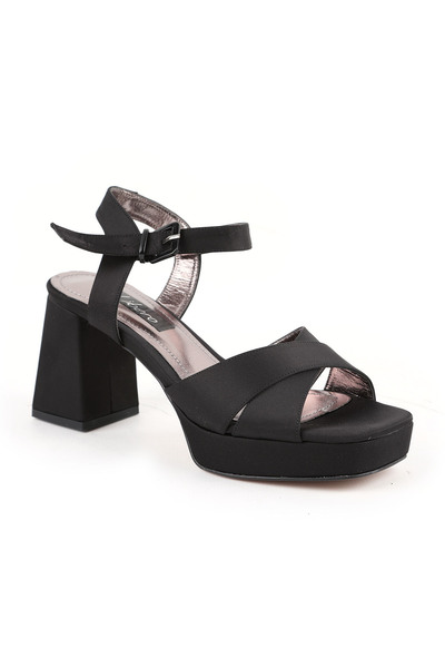 Libero Women's Evening Dress Satin Cross-Strapped Platform Thick Heeled Eveni...