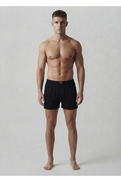 BLACK SWALLOW Men's Combed Cotton Towel Waist Boxer Black Color