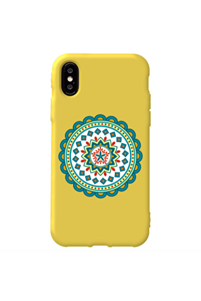Other Apple iPhone Xs Max Mandala D11 Yellow Colored Silicone TPU Θήκη