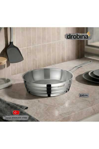 drobina Drobinna Stainless Steel Turkish 18/10 Stainless Steel Nonstick Cookware Set, 7 Pieces Steel Lid