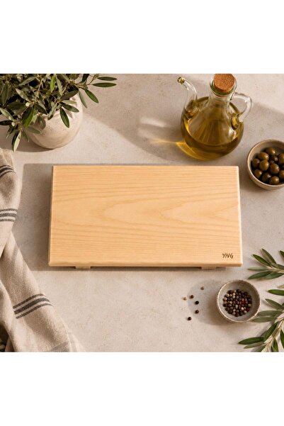 Yonga Sanat Atölyesi Masif Ahşap Sunum Tabağı 30x17 cm, El Yapımı Doğal Ahşap...