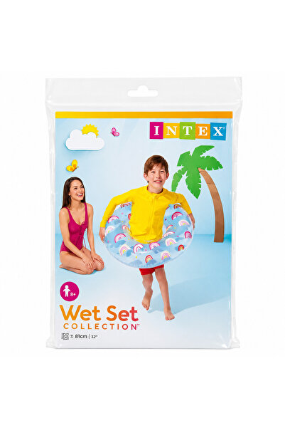 İNTEX WET SET 81 cm Rainbow Patterned Children's Swim Ring – Colorful Inflata...