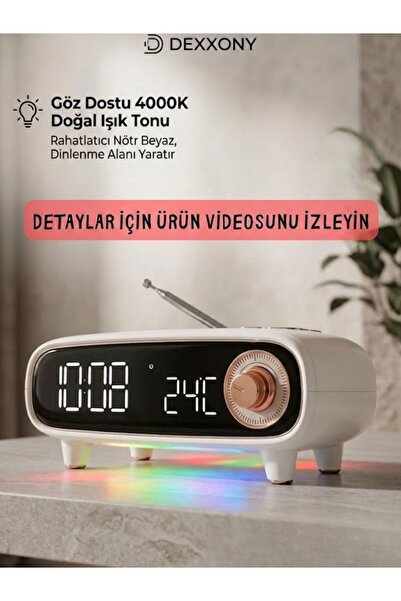Dexxony Dx-98 Çok Fonksiyonlu Alarmlı Retro Bluetooth Hoparlör Fm Radyo Işıkl...