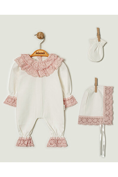 Bebezade Kopanaki Lace Combed Cotton 3 Piece Girls Jumpsuit Set