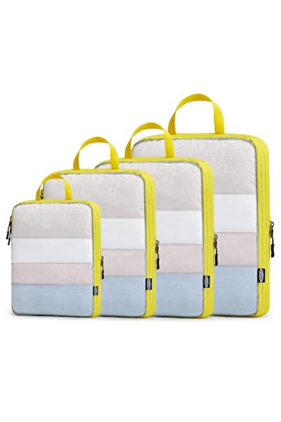 G4Free Set de 4 organizatoare de bagaje, cuburi de compresie pentru valiză, t...